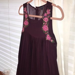 Floral Embroidered Dark Purple Peplum